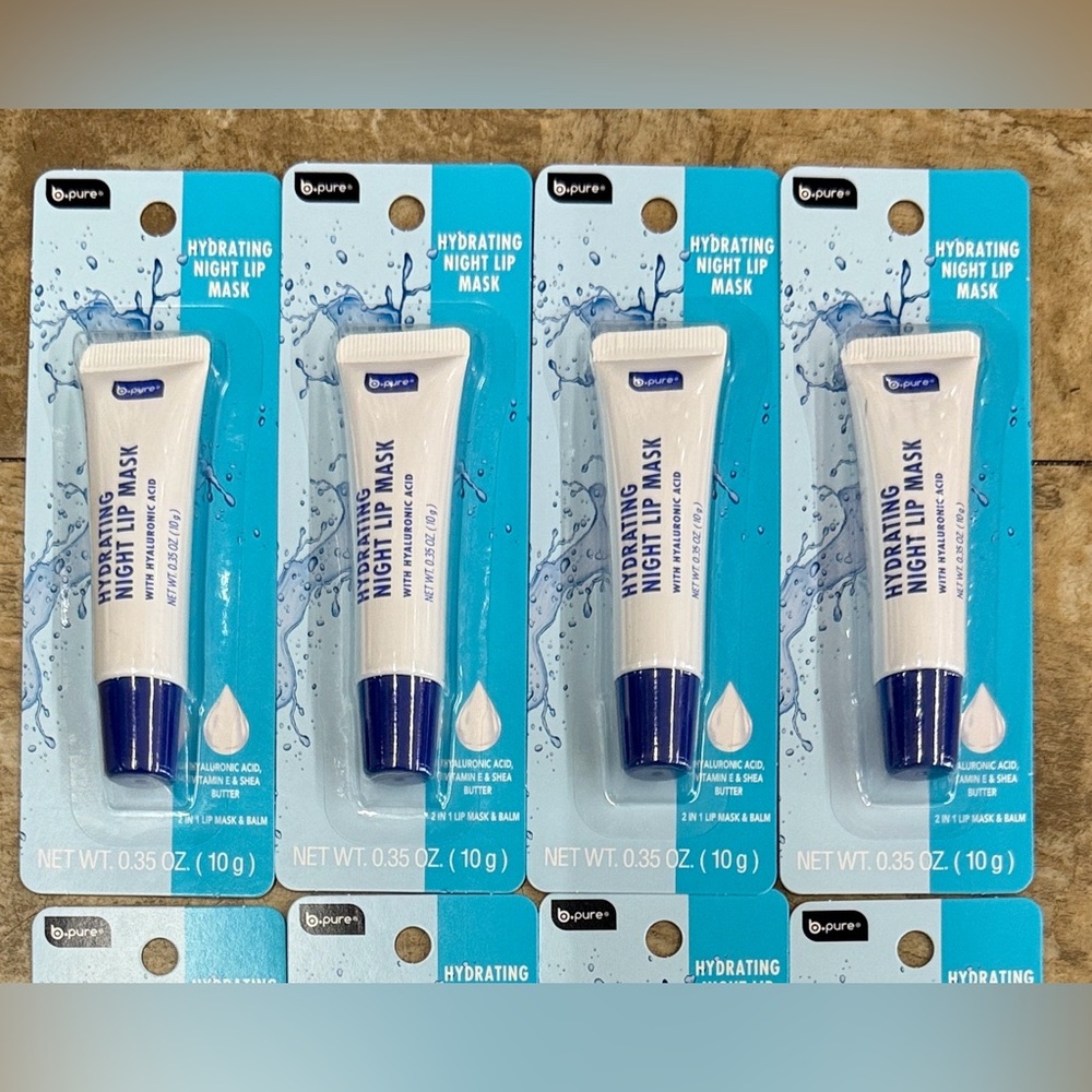 (4 Count) B.Pure Hydrating Night Lip Mask Hyaluronic Acid Vitamin E bpure 💋✨
